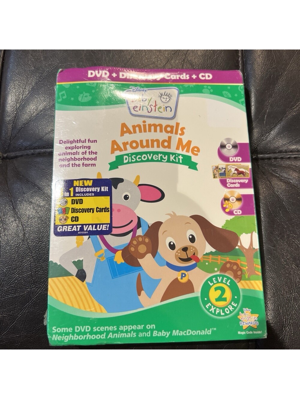 Baby Einstein Animals All Around Me Discovery Kit DVD Cards CD Set NEW SEALED